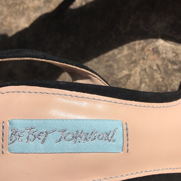 Betsey Johnson VEDA Black Embellished 3.5 inch Blue Sole Heels | Size 7.5 - Picture 13 of 14